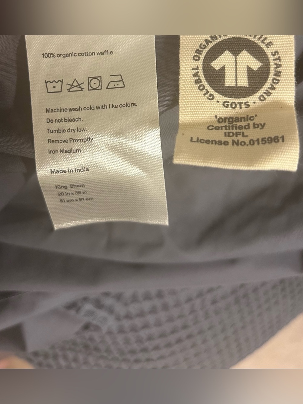 NWT Quince Organic Mineral Blue Waffle Duvet Cover Set with Shams! - Picture 11 of 13